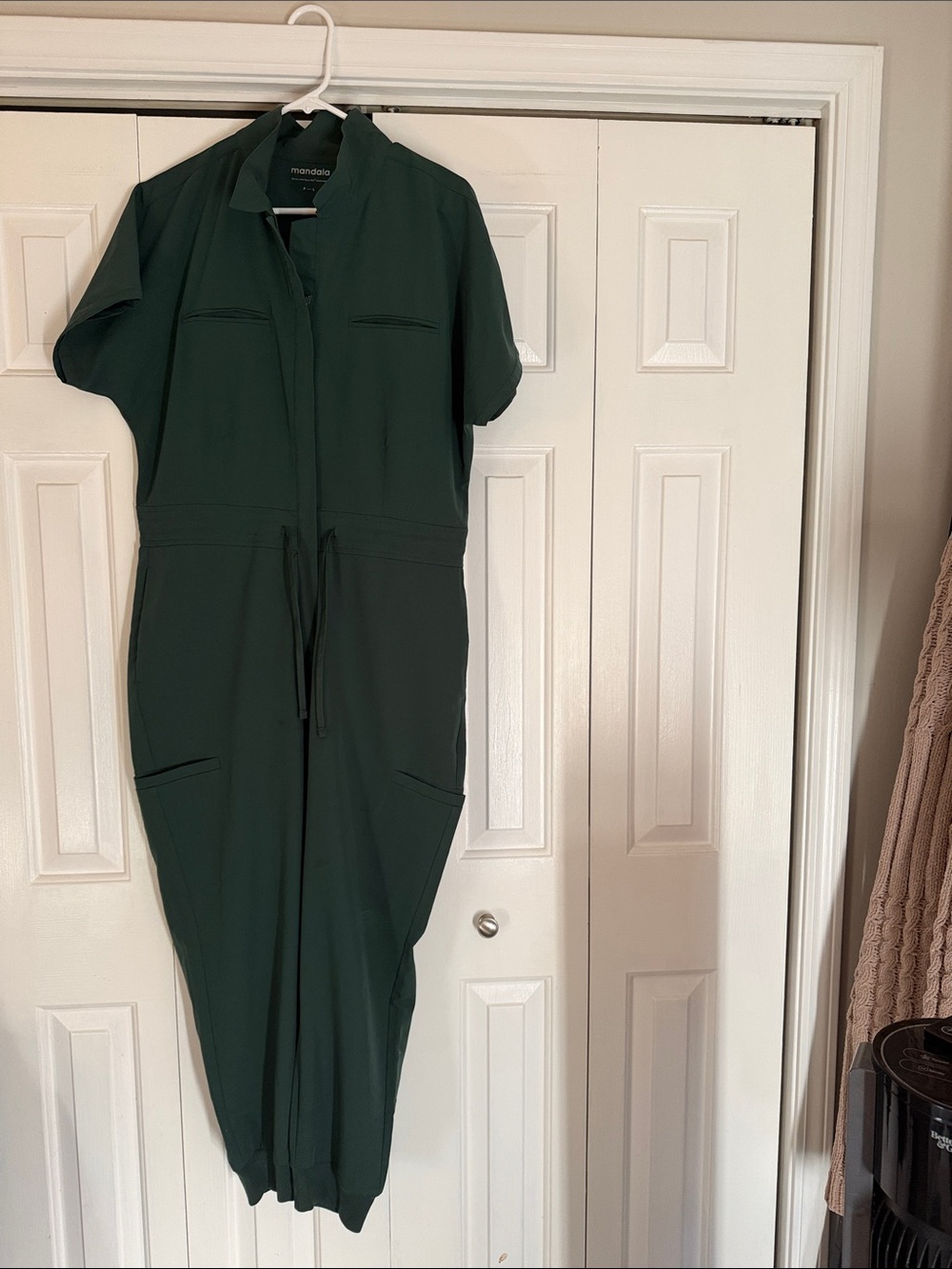 Mandala Forest Green Short-Sleeve Jumpsuit